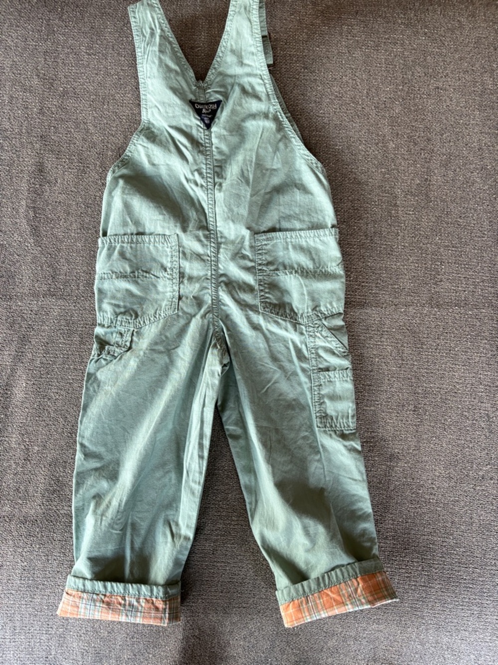 OshKosh B'gosh Coveralls Overalls with Orange Plaid Trim Farm Girl Sz 4 - Picture 3 of 7